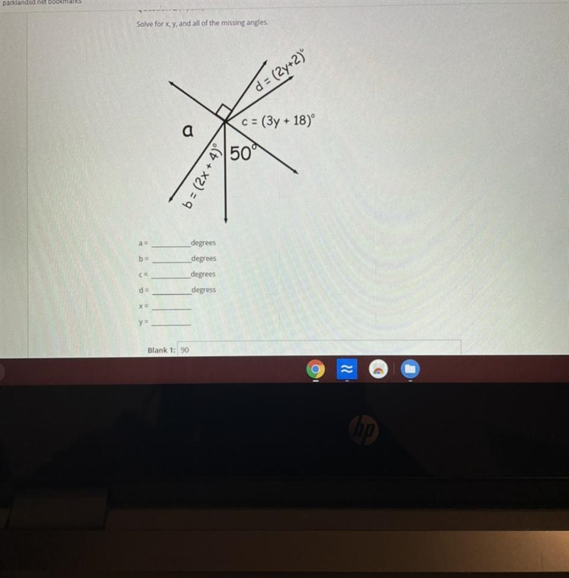 Solve for x,y, and all the missing angles-example-1