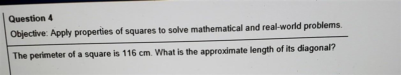 Question 4 Objective: Apply properties of squares to solve mathematical and real-world-example-1