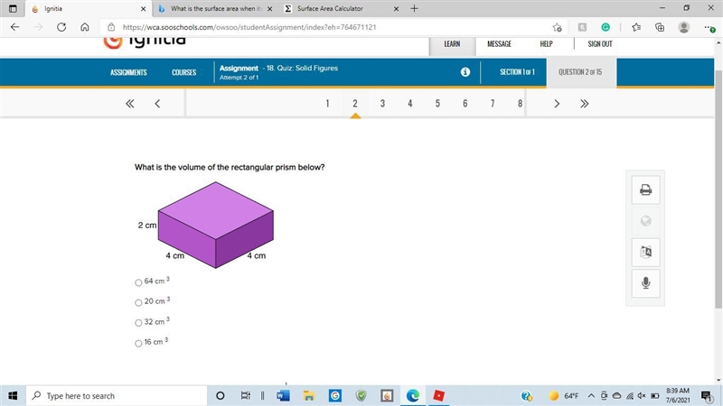 What is the volume of the rectangular prism below? ⊕-example-1