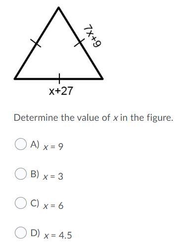 Determine the value of x in the figure.-example-1