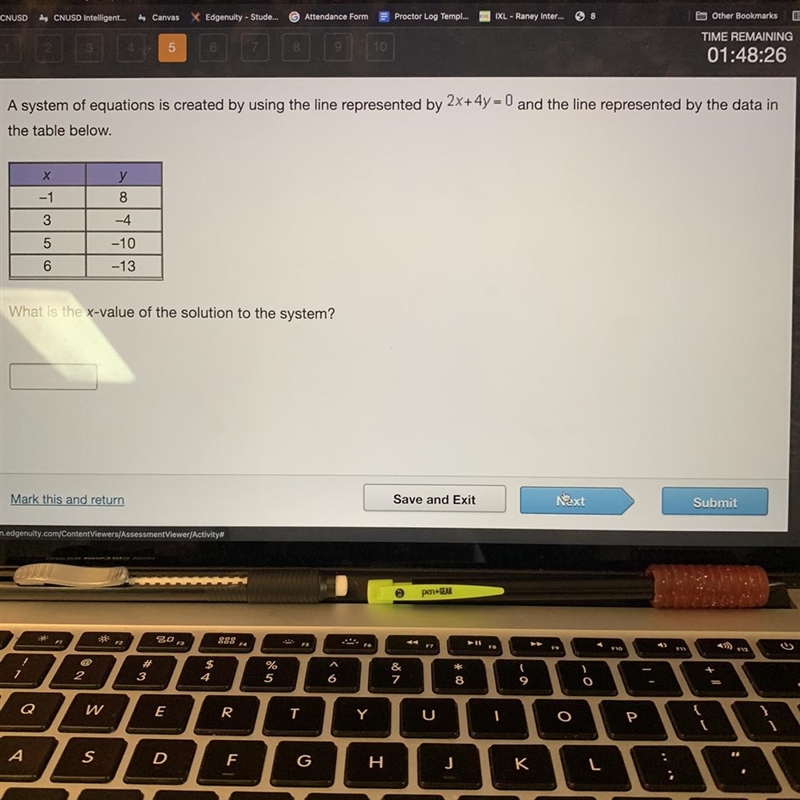 A system of equations is created by using the line represented by 2x+4y = 0 and the-example-1