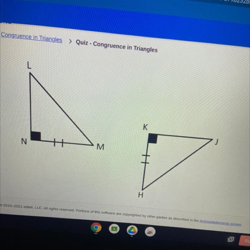 The pair of triangles below have two corresponding parts marked as congruent. What-example-1