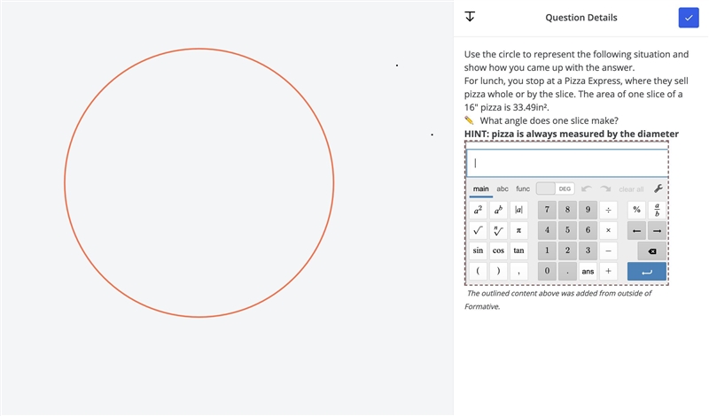 Use the circle to represent the following situation and show how you came up with-example-1