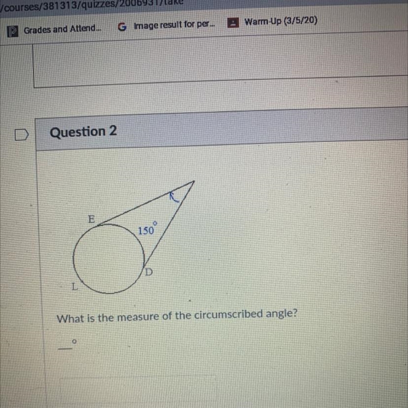 What is the measure of the circumscribed angle?-example-1