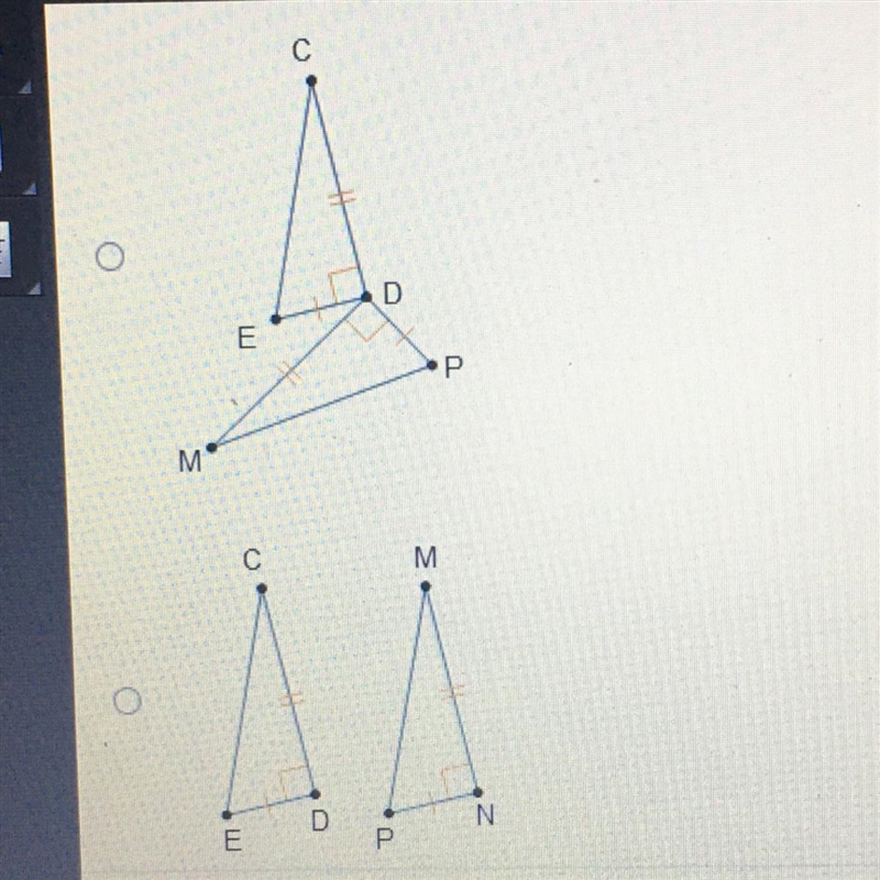 Which of these triangle pairs can be mapped to each other using a single translation-example-1