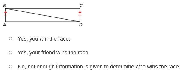 You and your friend race from point A to point C . You run from A to B and then from-example-1