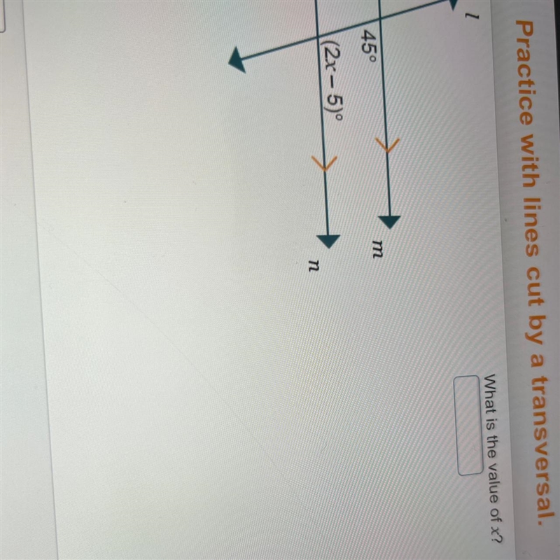 Please help! Geometry practice was lines cut by a transversal. What is the value of-example-1