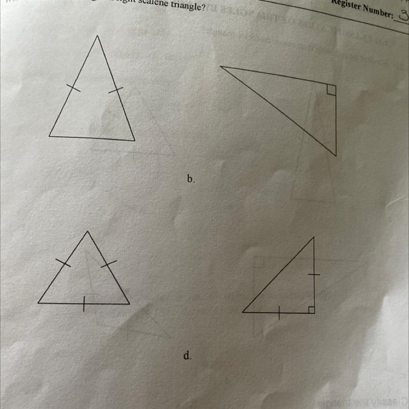 Which of the following is a right scalene triangle-example-1