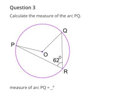 Calculate the measure of the arc PQ.-example-1