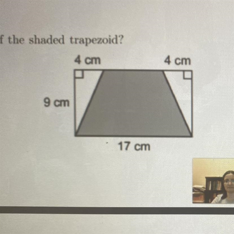 What is the area of the shaded trapezoid?-example-1