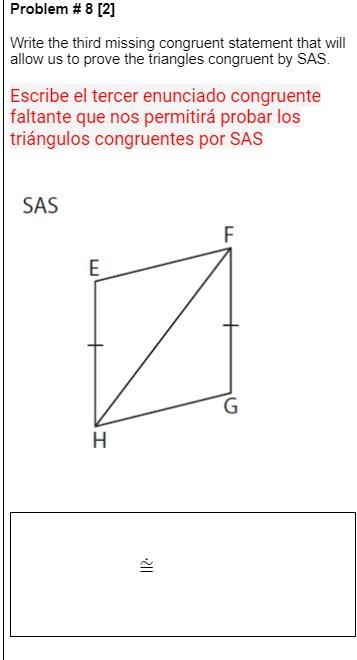 Write the third missing congruent statement that will allow us to prove the triangles-example-1