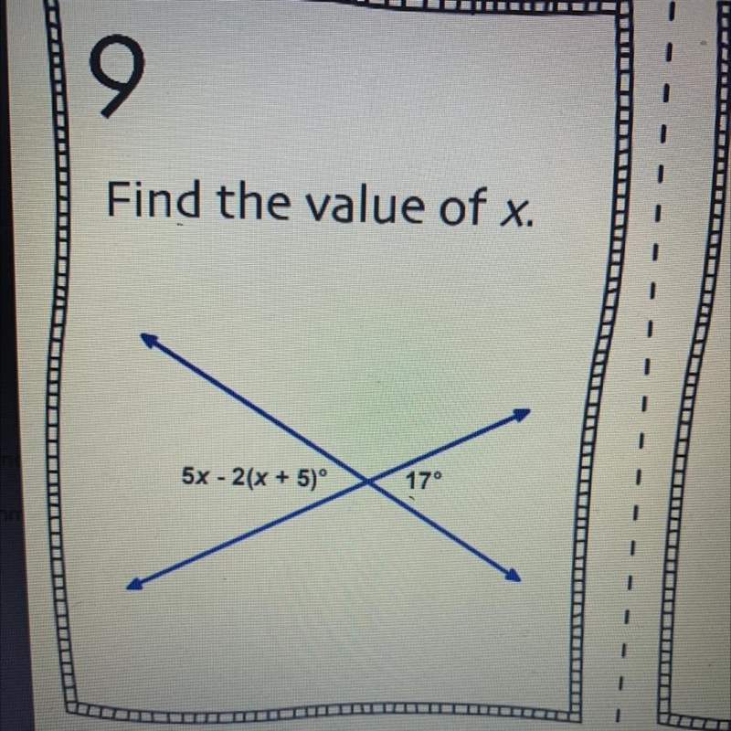 Find the value of x 5x-2(x+5)-example-1