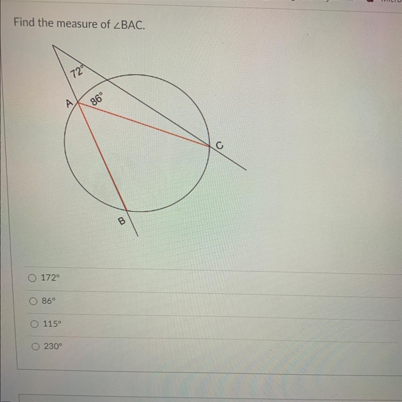 Find the measure of angle BAC.-example-1