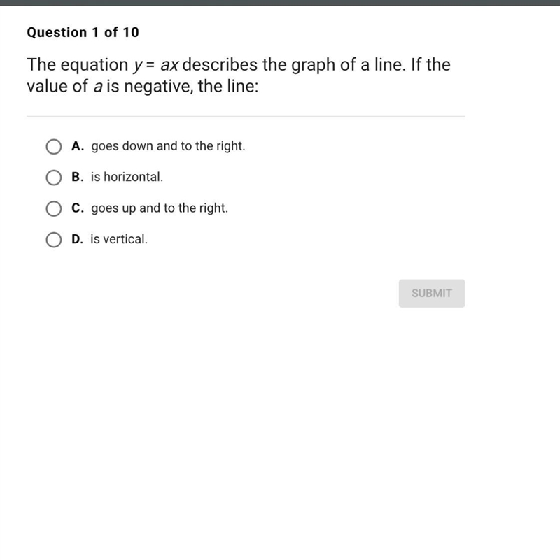 If the value of a is negative the line is what?-example-1