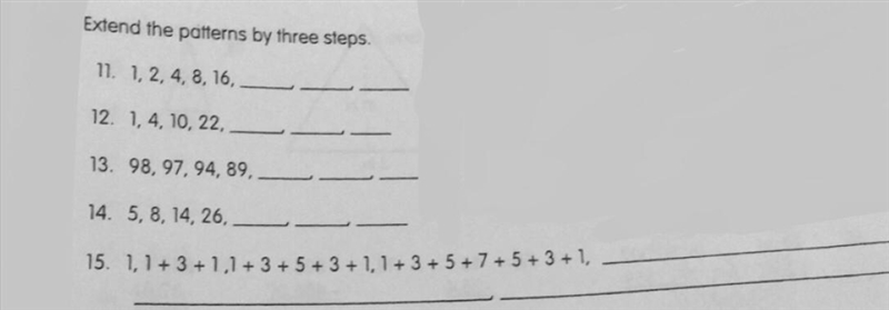 Extend the patterns by three steps-example-1