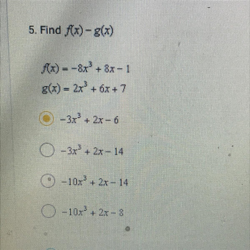 4. Find f(x) - g(x) 4 options to chose from-example-1