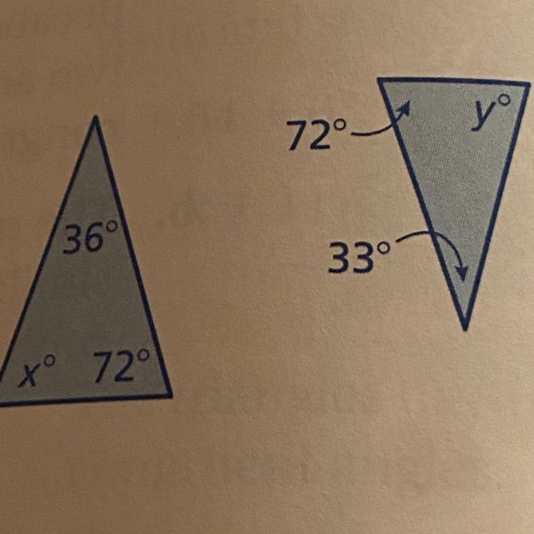 Tell whether the triangles are similar. Explain. PLEASE I MEED HELP-example-1