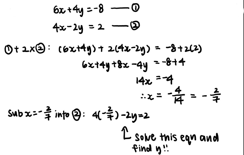 6x + 4y = -8. 4x -2y =2-example-1