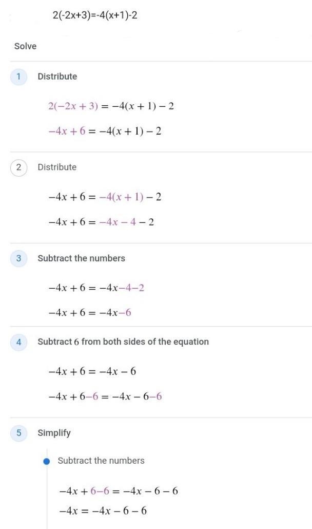 2(-2x+3)=-4(x+1)-2 solving equations-example-1