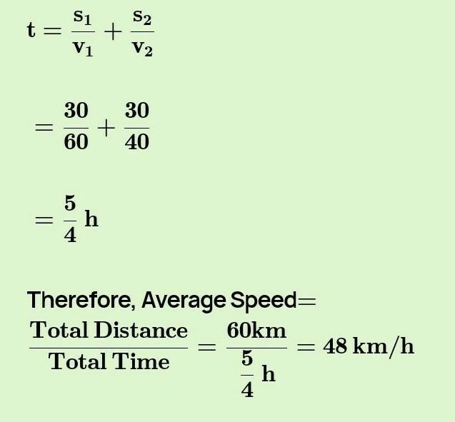 A man drove 60 km at 30 km/h, 60 km at 40 km/h and 60 km at 50 km/h. What was his-example-1