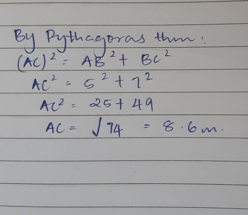 What is the length of the longest side of a right-angled triangle if one side is 5cm-example-1