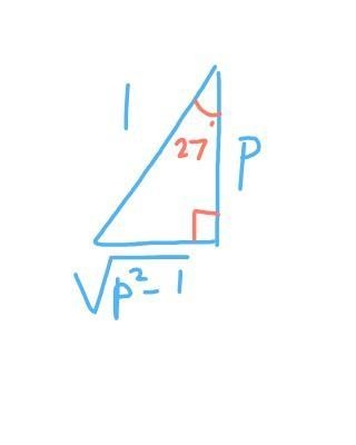 If cos(27) =p, express sin(27) in terms of p-example-1