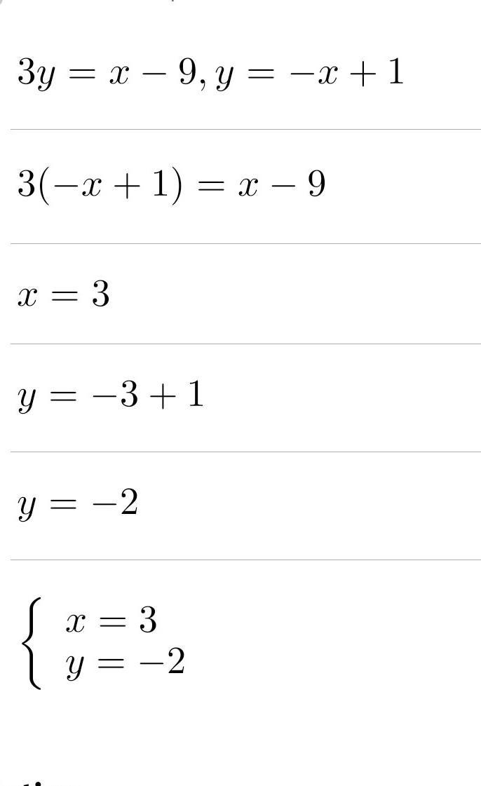 Зу = х - 9 y = -x + 1 Using the graphing method, which of the following choices is-example-2