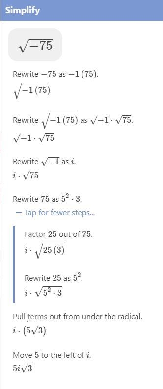 Simplify the square root of –75-example-1