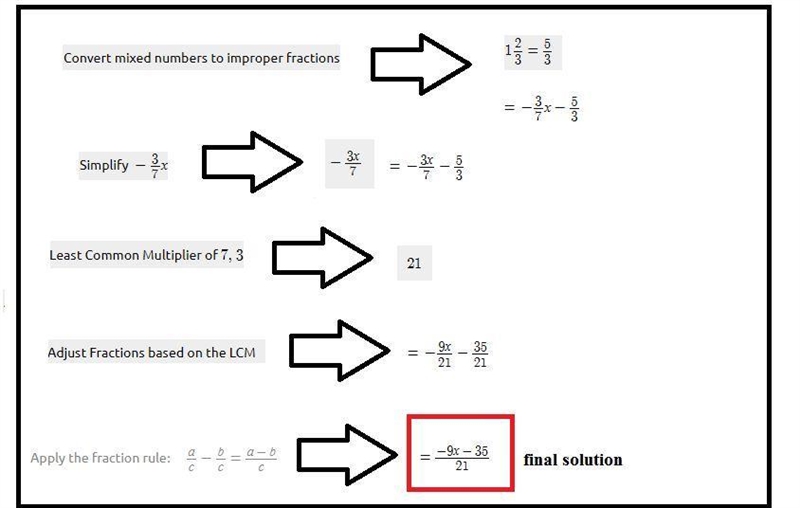 What is the answer to -3/7 x -1 2/3-example-1