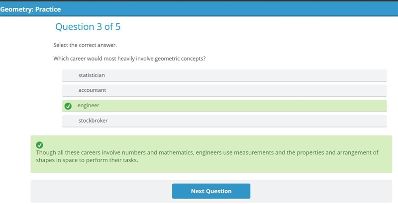 Which career would most heavily involve geometric concepts? stockbroker statistician-example-1