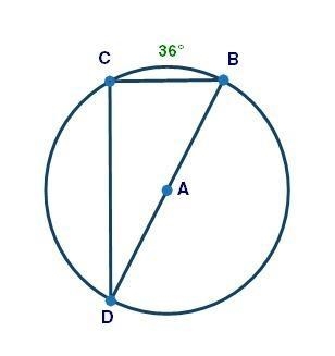 (09.01 MC) In circle A shown below, BD is a diameter and the measure of CB is 36°: What-example-1