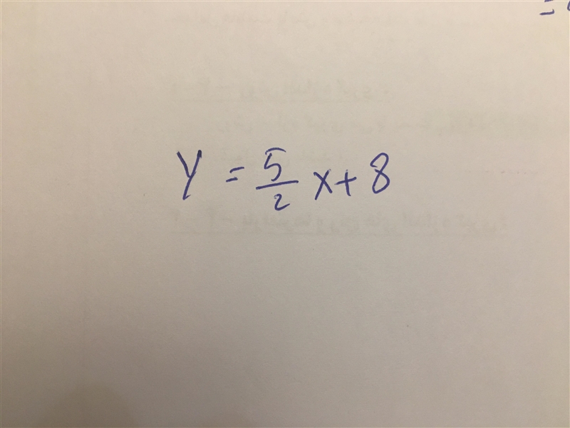 Given the following information write the equation of the line b=8; m=5/2-example-1