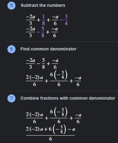 −2/3a+1/8−1/6a−3/4 PLS HELP-example-2