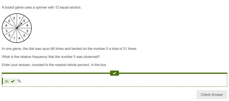 A board game uses a spinner with 12 equal sectors. A circle divided into 12 even sections-example-1