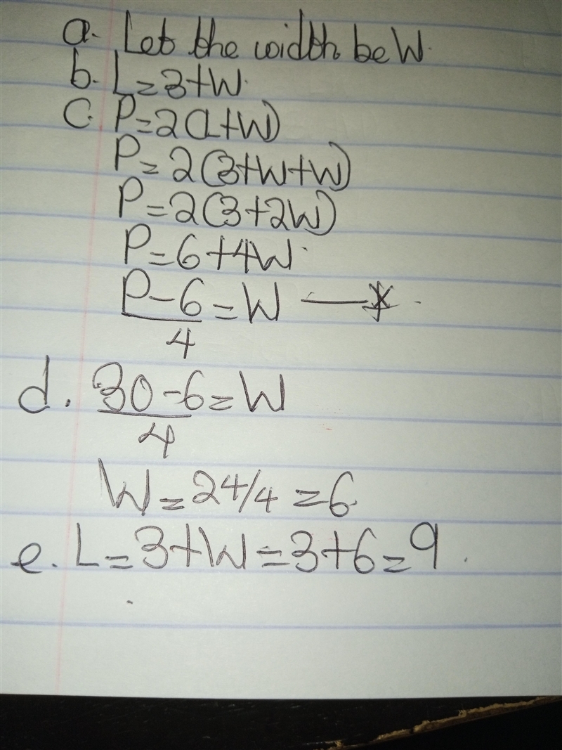 6. The length of a rectangle is 3 in more than its width. The perimeter of the rectangle-example-1