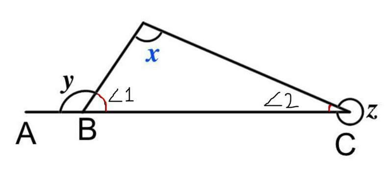 A b and c lie on a straight line given that angle y = 125 and angle z = 313 work out-example-1