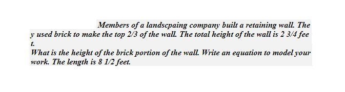 Members of a landscaping company built a retaining wall. They used brick to make the-example-1