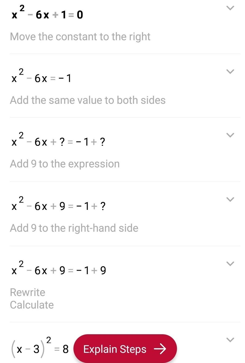 X^2 - 6x + 1 = 0 by completing the square​-example-1