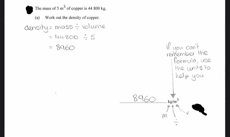 The mass of 5 m' of copper is 44 800 kg. Work out the density of copper.-example-1