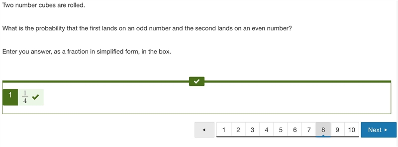 Two number cubes are rolled. What is the probability that the first lands on an odd-example-1