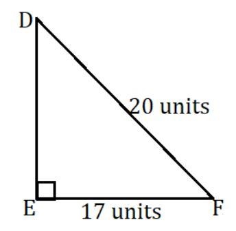 In right ΔDEF, DF = 20, m∠ F = 90˚, EF = 17. Which of the following is true? Does-example-1