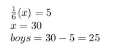 In a class 1/6 of a children are girls there are five girls in the class how many-example-1