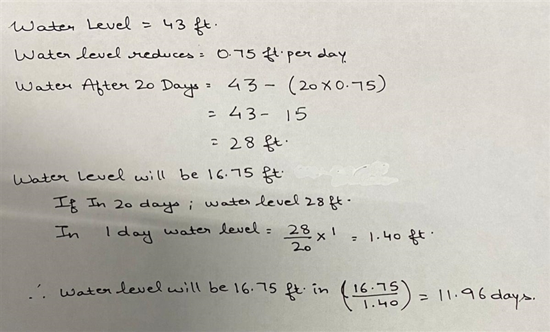 The water level of a river is 43 feet. during a dry season, the water level recedes-example-1