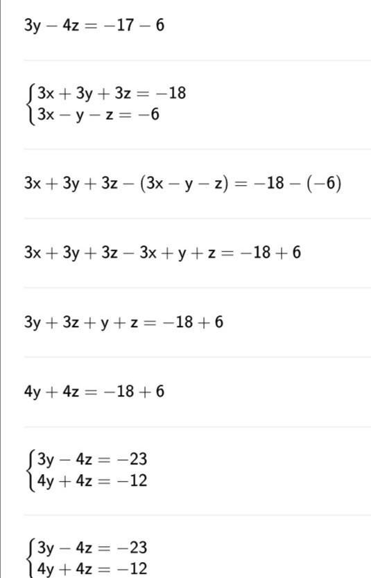 -x+2y — 5z = -17 x+y+z = -6 3х - у - z = -6 Systems of equations using substitution-example-2