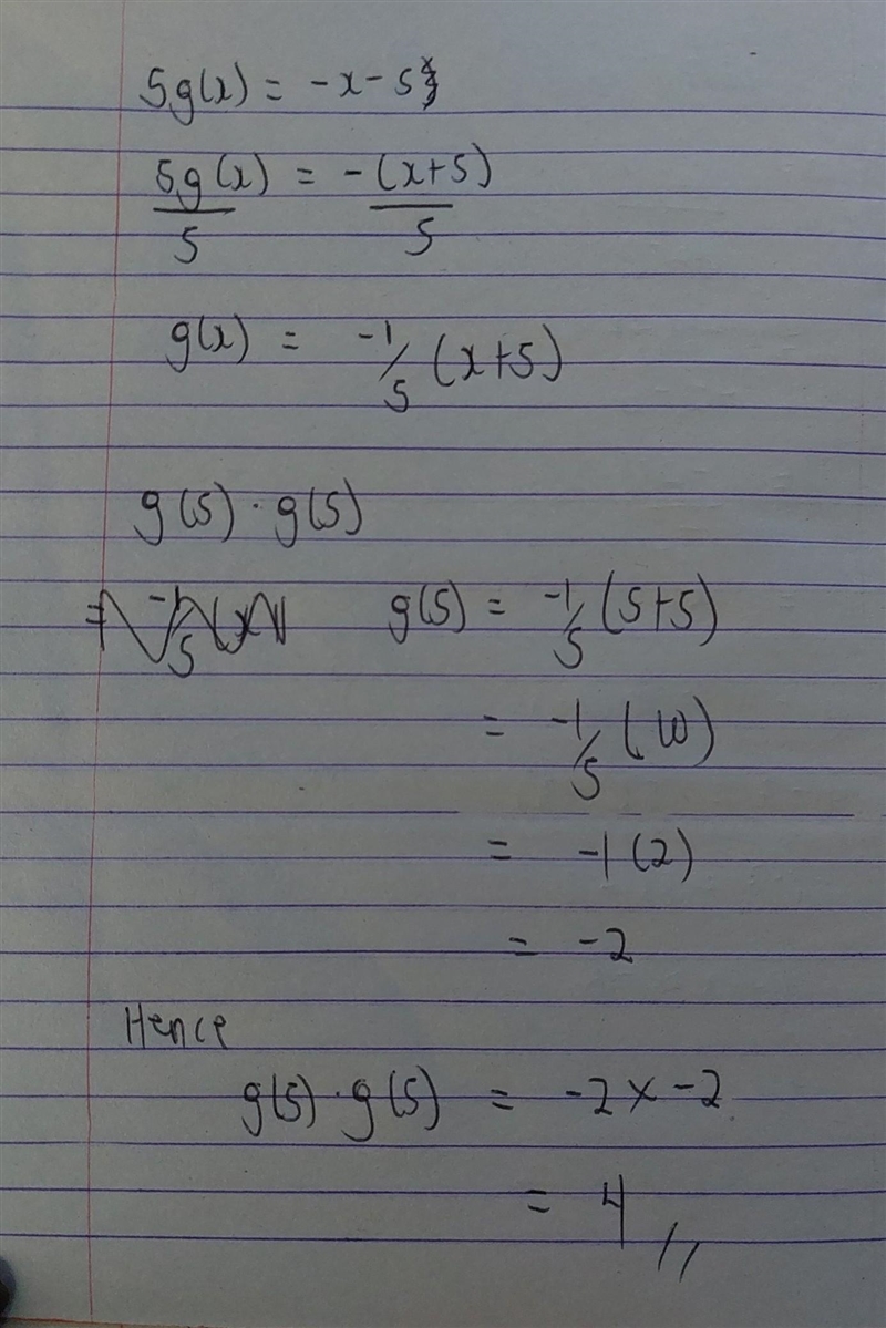 5g(x)=−x−5, find g(5)g(5)-example-1