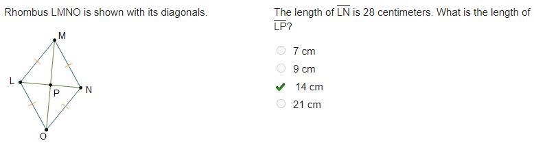 Rhombus LMNO is shown with its diagonals. Rhombus L M N O is shown. Diagonals are-example-1