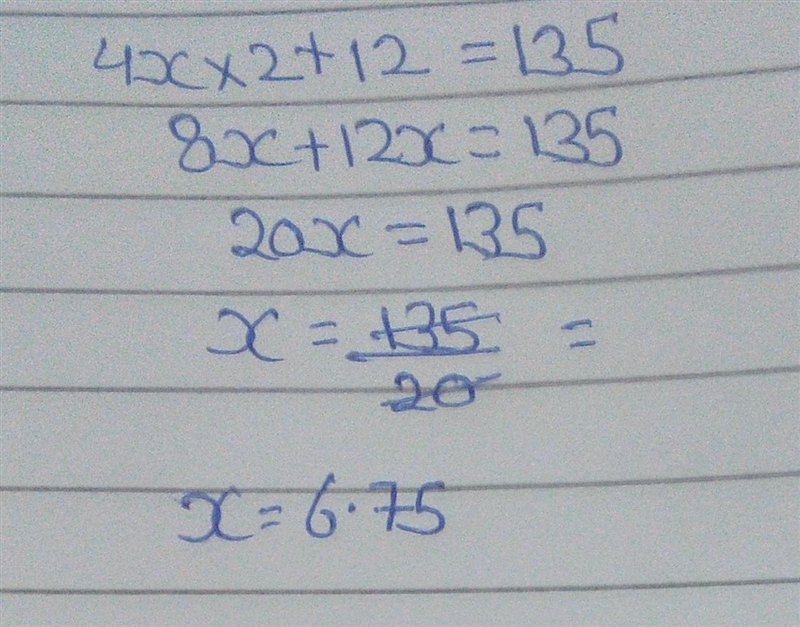 What is the positive solution to this equation 4x^2+12x=135-example-1