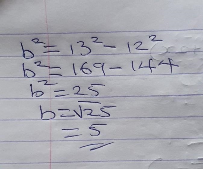 Use the Pythagorean theorem to find b. b =-example-1