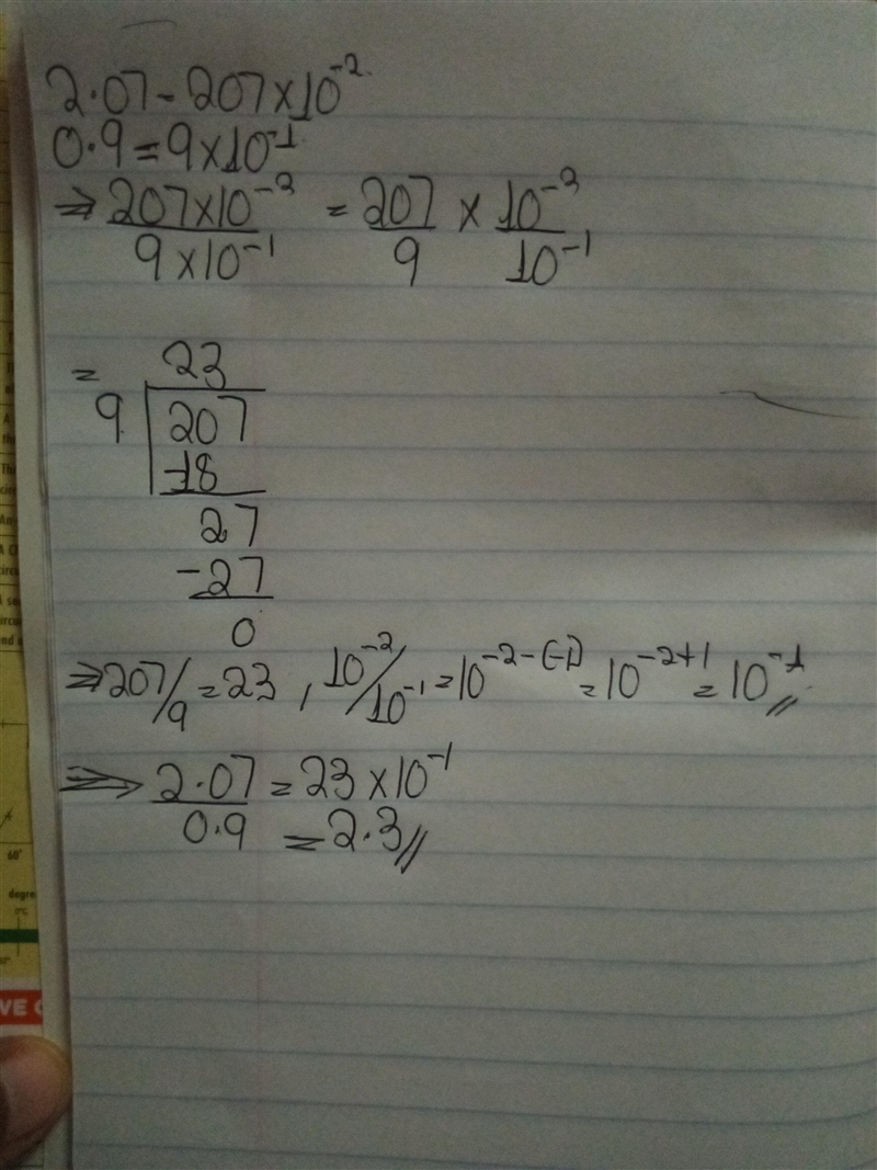 2.07 divided by 0.9 in long division please-example-1