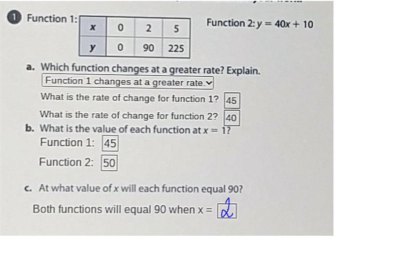 Help Me, Now! C. At what value of x will each function equal 90? Both functions will-example-1